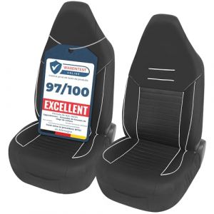 upgrade4cars Housses de Siège de Voiture Avant Appui Tête Intégré Universelle Noir Blanc | Housse de Sieges Auto Universel pour Conducteur et Passager (upgrade4cars, neuf)
