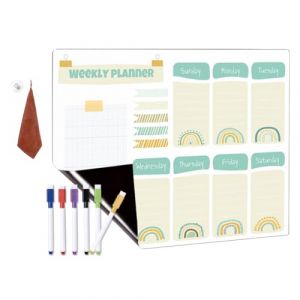 Calendrier Magn&eacute;tique pour Frigo, Effa&ccedil;able &agrave; Sec, Planifier Les Repas Familiaux, Listes De Courses ou Une Aide A L&rsquo;&eacute;tude, Semainier magnetique Hebdomadaire (Anilalowbility, neuf)