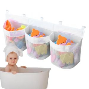 Rangement Et Support Pour Jouets De Bain, Filet Rangement Jouet Bain Douche Baignoire, Sac De Rangement Avec 3 Poches Filet, Filet Jouets Bébé, Organisateur De Jouets En Maille De Grande Capacité (meryniffer, neuf)