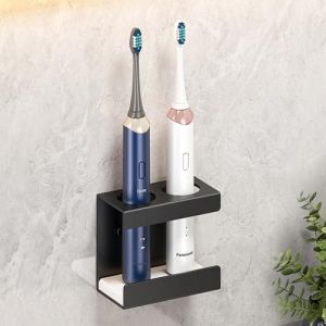 LIMITADA Porte Brosse à Dents Electrique 2 Trous, Support Brosse à Dent Électrique Mural, Range Brosse à Dent Mural, Rangement Brosse à Dent INOX, Accroche Brosse à Dent Noir, pour Salle de Bain (DANITEKS, neuf)