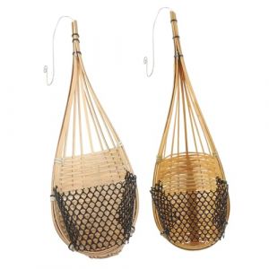 MUCKLILY Lot de 2 paniers suspendus en bambou pour orchid&eacute;es - Petits pots &agrave; plantes suspendues - Pot &agrave; orchid&eacute;e - Pot &agrave; orchid&eacute;e (Senike, neuf)