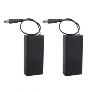 HALJIA 2 Pi&egrave;ces 2 &times; 3.7V 18650 Support de Batterie avec Couvercle, 18650 &times; 2 7.4V Bo&icirc;te de Rangement de Batterie en Plastique avec Interrupteur Marche/Arr&ecirc;t et Prise CC (Hengjiaan, neuf)