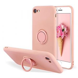 UEEBAI Silicone Coque avec Ring pour iPhone 7/8/SE 2022 5G/SE 2020, Etui Absorption des Chocs Housse avec Bague 360 Degr&eacute;s Rotation Stand Cover pour iPhone SE3/SE2, Rose (UEEBAI, neuf)