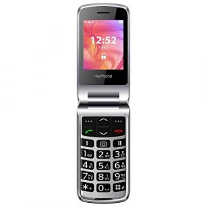 MP myPhone Rumba 2 Noir 2,4" Téléphone Portable à clapet, Grandes Touches, Caméra, Bouton d'appel d'urgence, Station de Charge, Écran Frontal, MP3, Lampe de Poche, Bluetooth, Batterie 800 mAh (MK TRADE SIA, neuf)