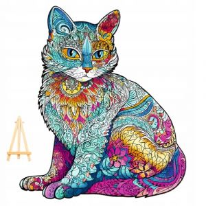 PASJO Puzzle adulte avec motif chat en bois 279 pi&egrave;ces 36,5 x 31,4 cm Bo&icirc;te en bois Mini chevalet en forme d'animal Pi&egrave;ces de puzzle (PASJO, neuf)