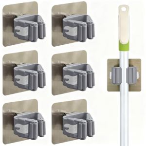 EJRUP 6 Pi&egrave;ces Accroche Balai Mural,Sans Percage Porte Balais Mural, Range Balai Mural,Accroche Balai Mural, pour la Cuisine, L'escalier, La Salle de Bain, Le Garage(Gris) (Anilalowbility, neuf)