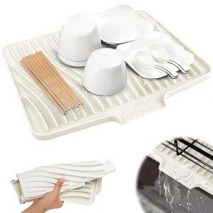 KOVSGQ Tapis Egouttoir Vaisselle Silicone Tapis De Sechage Vaisselle Silicone Tapis Egouttoir Vaisselle 40x30cm Résistant à La Chaleur Antidérapant Pour Plan De Travail Évier Et Égouttoir (Blanc) (Travenix-US, neuf)