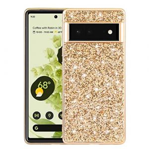 Miagon Glitter Coque pour Google Pixel 6A,Placage Cadre Paillette Brillant Paillette Très Mince Anti Choc Silicone Bumper Housse Etui de Protection (Miagon, neuf)