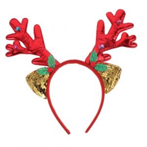 Bandeau de Noël for femme - Costume de cerf - Coiffure de vacances - Paillettes - Chapeau de Noël en bois de renne - Costume de Noël - Cerceau en bois de renne - Cerceau de cheveux en plastique (TTYZSH, neuf)