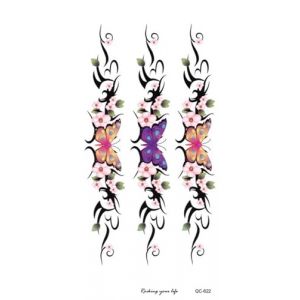 2pcs 2024 Papillon Fleur Filles Tatouage Temporaire Noir Taille Corps Faux Tatouage Autocollant Jambe Ventre Imperméable for Femmes, Nouveaux Autocollants De Tatouage Temporaire for Femmes, Faux Tatou (FJJBMSSCED-US, neuf)