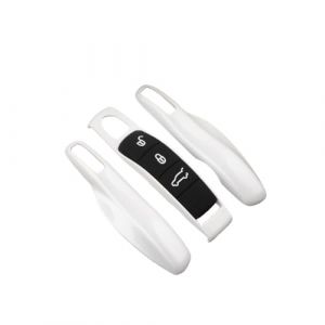 Happyit Clé Key Cover Étui Coque télécommander pour Porsche Panamera Spyder Carrera Macan Boxster Cayman Cayenne 911 970 981 991 (Blanc) (Happyit66, neuf)