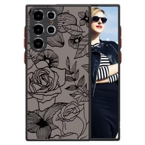 POUHYE Coque pour Samsung Galaxy S24 Ultra 5G Etui, Case de Protection Antichoc en Silicone Souple, Coque Mate Translucide Anti-rayures Dur PC, Housse Prot&eacute;ger L'appareil Photo, 3D Imprim&eacute; Rose Design (SUPGUARD-EU, neuf)