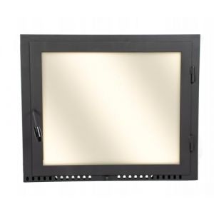 Kamintur Porte de four &agrave; pizza 50 x 42 cm | Porte de four avec verre r&eacute;sistant &agrave; la chaleur | Porte en acier sans bride | Charni&egrave;res sur la droite | Porte de four La porte de four vers la chemin&eacute;e | (HURTOWNIA 7, neuf)