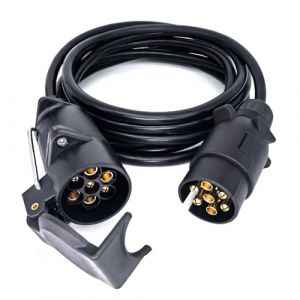 AOJO 2,8 M Rallonge Prise Remorque 7 Broches Pr&eacute;-c&acirc;bl&eacute;, Faisceau Extension Remorque 7 Pin M&acirc;le a Fem&acirc;le 12 V 24 V Universel, Plug and Play, Noir (WANGAOJO-EU, neuf)
