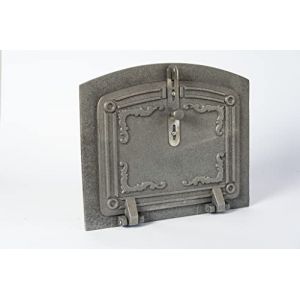 SEZAM Porte de four en fonte l&eacute;g&egrave;re - avec loquet de porte, semi-circulaire, porte de four &agrave; pizza - porte de four &agrave; pain - porte de four en pierre, 31,5 x 3,5 x 37 cm, sans peinture (euro-sezam, neuf)