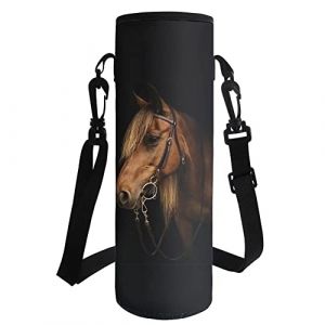 Hugs Idea Porte-Bouteille Isotherme en n&eacute;opr&egrave;ne avec bandouli&egrave;re, Cheval Marron, L, Organiseur de Sac (fhsgdfrti, neuf)