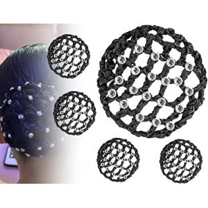 KAPSING 5 pièces filet à chignon, filet à chignon noir, coussin à chignon, aide à la coiffure chignon, filet à nœuds en tissu, pour la gymnastique rythmique et le ballet (Nieshe-eu, neuf)