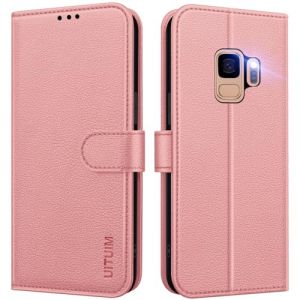 UITUIM Coque pour Samsung Galaxy S9 (Pas pour S9+), Coque Etui Portefeuille Cuir avec Rabat Porte Carte Clapet Magnétique Flip Case Étui Silicone Housse de Protection Etui pour Samsung Galaxy S9,Rose (UITUIM, neuf)