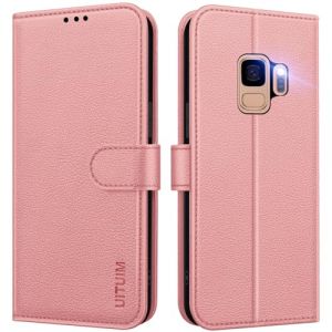 UITUIM Coque pour Samsung Galaxy S9, Coque Etui Portefeuille Cuir avec Rabat Porte Carte Clapet Magnétique Flip Case Étui Silicone Cover Housse Coque de Protection Etui pour Samsung Galaxy S9,Rose (UITUIM, neuf)