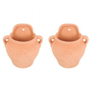 POPETPOP Pot De Fleur Suspendu en Terre Cuite 17X17X22Cm Jardinière Murale pour Plantes Succulentes Balcon Et Intérieur Support Mural Durable pour Décoration De Jardin (Denneyas, neuf)