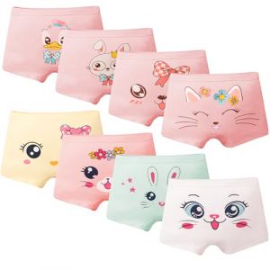 FILOWA Culotte Fille Coton Boxer Enfant Lot de 8 Shorty Animaux Imprimé sous-vêtements Doux Elastique Culottes Confortables Boxer Rose Chat Lapin Motif Panty Coloré Calecon pour 7-9 Ans (FILOWA, neuf)