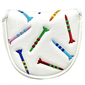 Ronyme Couvre-tête de Putter de maillet de Golf, Protection de Putter de Golf, Protection Portable pour entraînement de Golf, Couvre-Chef de Club de Golf, Demi-Cercle Blanc (praskueu, neuf)