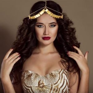 DELORIGIN 2 cha&icirc;ne de T&ecirc;te &agrave; Paillettes Dor&eacute;es Style Boh&egrave;me Hippie Oriental Soleil Cha&icirc;ne de Cheveux Bijoux de T&ecirc;te en Laiton Accessoires pour Cheveux D'Halloween (DELORIGIN EU, neuf)