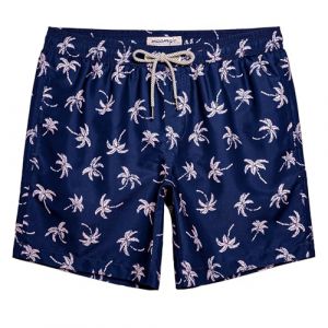 MaaMgic Homme Short de Bains Imprim&eacute; S&eacute;chage Rapide avec Slip en Filet Maillot de Bain Pants Court de Sport pour Vacance a la Plage, Bleu Fonc&eacute; Cocotier, XX-Large(tour de taille:94~99cm) (baohui, neuf)