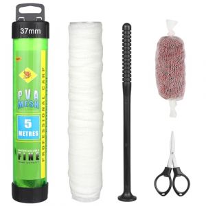 Annyswit Kit de Maille PVA de 5m avec Ciseaux Entonnoir et Syst&egrave;me de Piston 18/25/37 mm Sacs PVA Accessoires de P&ecirc;che &agrave; la Carpe Sacs de Maille Fusion Rapide Recharge de P&ecirc;che pour app&acirc;ts bouillettes (nianliang, neuf)