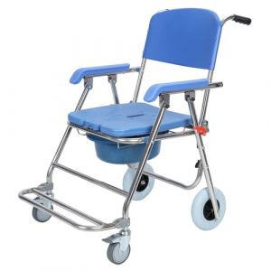 RFEGJVII Chaise percée de chevet avec roulettes, chaise percée de douche pliable pour personnes âgées, handicapés et handicapés, chaise de toilette roulante imperméable avec accoudoirs et dossier, (irterow, neuf)