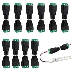 10 Paires Connecteur 12v DC Adaptateur, 5,5 mm x 2,1 mm mâle et Femelle, DC Alimentation Fiche Prise Adaptateur Vis Borne Connecteur, pour CCTV Caméra LED Bande (10 Femelle + 10 mâle) (DAOLIANGKEJI, neuf)