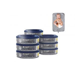 Angelcare Liner de poubelle pour couches Octogonal Lot de 9 recharges + Tapis A Langer De Voyage OFFERT Gris (Avenue Paris, neuf)