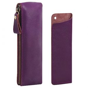 Wonderpool 1 Trousse à Crayons en Cuir et 1 Porte-Stylo Plume – Pochette compacte Portable pour Stylo à Dessin pour l'école, Le Bureau, Les Voyages (Violet) (Wonderpool eu, neuf)