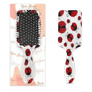 Peigne de massage antistatique à coussin d'air - Brosse à cheveux rouge - Motif coccinelle - Imprimé caricatural - Brosse de massage carrée pour femme et fille (OSAM SPACE, neuf)