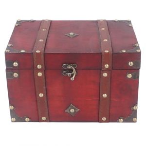 Tyenaza Coffre Au Tr&eacute;sor en Bois, Bo&icirc;te De Rangement De Coffre Au Tr&eacute;sor Vintage, Bo&icirc;te &agrave; Bijoux en Bois Exquise Antique, Bo&icirc;te D&eacute;corative pour Bijoux, Perles, Bibelots, Cartes De Tarot(Rouge) (Vasting, neuf)