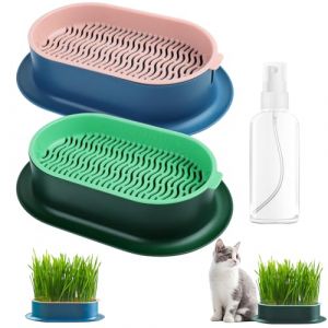 JOLIGAEA 2 Pièces Bac à Herbe à Chat Hydroponique, Kit de Culture d'herbe pour Chat, Plateau de Jardinière d'herbe à Chat, Pot de Germination Hydroponique Convient à Chats (Promo Holding, neuf)