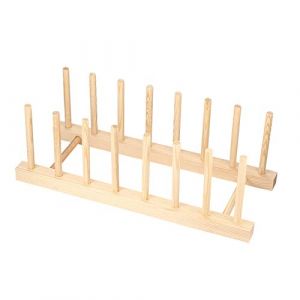 HaoChen Support en Bois pour Assiettes, Égoutoire Vaisselle Bois, Caserole de Cuisine Panier pour Les Tasses, La Vaisselle, Les Séchoirs à Livre, Les égouttoirs, Les CD (TianQiuKeJi, neuf)