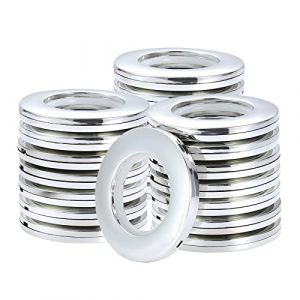 Kinsinder 32Pcs Anneaux à œillets Rideau Anneaux, Oeillets Rideaux à Clipser Plastique Diamètre Intérieur 40mm Anneaux de Bricolage pour Rideau de Fenêtre (Argenté Brillant) (shefandianzishangwu, neuf)