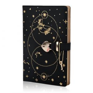 Carnet de Notes A5 avec Cadenas en Forme de Cœur, Journal en Cuir PU à Couverture Rigide avec 192 Pages, Carnet de Notes Intime avec Cadenas en Forme de Cœur et Clé pour Garçons et Filles, Noir (Xinueru, neuf)