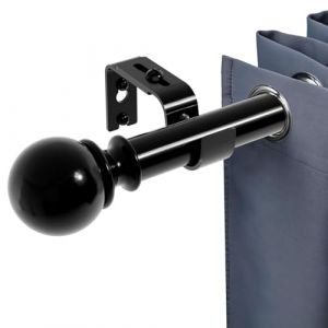 Tringle a Rideaux Tringle &agrave; Rideaux Avec Embouts D&eacute;coratifs Et Supports Pour Fen&ecirc;tre Tringle a Rideaux 3 Metres 25 Mm De Diam&egrave;tre Pour Fen&ecirc;tre De Cuisine Chambre Bureau Noir 70-332Cm (TY-EUR, neuf)