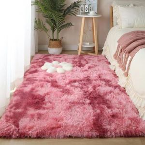 Homesally Tapis Chambre Shaggy Tapis pour Salon Tapis Moelleux, Tapis Lavable en Machine, Antid&eacute;rapant Tapis Chambre Adulte, pour Couloir, Descente de Lit,Dark Red,50&times;80cm (TaiYuanYiHeMaoYiYouXianGongSi, neuf)