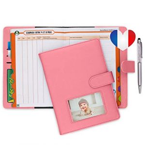 Protege carnet de sante bebe enfant personnalise pour Fille avec STYLO | Couverture carnet | Pochette ordonnance et carte vitale | BONUS autocollants | Coffret cadeau naissance original (Babee land, neuf)