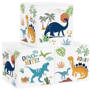 Clastyle Lot de 3 Boite Rangement Tissu Dinosaure Cube de Rangement Pliable Panier Kallax pour Salle de Bain, Palmiers, 30x30x30 cm (Changtian_Im&Ex, neuf)
