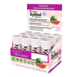 miradent Chewing-gum dentaire au xylitol Past&egrave;que | 12 pcs | go&ucirc;t fruit&eacute; | sans sucre | vegan | protecteur contre les caries | pour d&eacute;placements (Hager & Werken, neuf)
