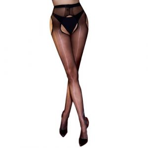 RUIBAVYA Collant Ouvert Femme Brillants Sexy 0 Den Bas pour Porte-Jarretelles Trou Entrejambe Collant Transparent Femme (REBEVIA, neuf)