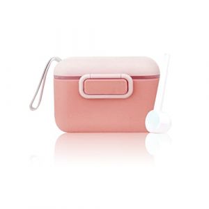 EACHPT Doseur De Lait Bebe, 450ML Une touche Boite Doseuse Lait Poudre, Boite Lait En Poudre Bebe, avec couvercle danneau en silicone scellé, barre de nivellement et cuillère, (Rose) (XsyAy, neuf)