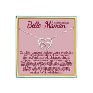 Belle Maman Collier Cadeau pour Ma Belle-Mère Cadeau Fetes Des Meres de Belle Fille Beau Fils A Sa Belle Mere Anniversaire Cadeaux Coeur Colliers Fêtes des Mères Noel Original Idee Bijoux Femme (Torbin, neuf)