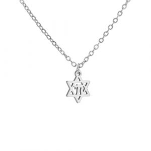 Amaxer Collier d&eacute;licat avec pendentif en forme d'&eacute;toile de David h&eacute;breu Chai pour femme minimaliste Hanoukka Magen Juda&iuml;que en acier inoxydable (&Eacute;toile de David Chai) (amaxer, neuf)
