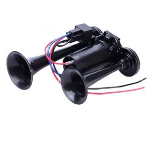 Shkalacar 12V Klaxon d'air de Voiture,Klaxon pneumatique Double trompettes 600DB, Kit de Klaxons Super puissants avec compresseur Universel pour Voitures, Motos, camions, Trains, Bateaux (RaiJun, neuf)