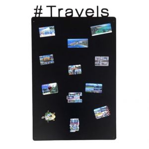 STALFORM Metal Tableau Magnétique Mural Noir Travels 80x50 cm, Plaque Aimanté, Acier Inoxydable, Cuisine, Bureau, Chambre D'enfant, pour Lettres Magnétiques, Chiffres, Notes, Photos (stalform, neuf)